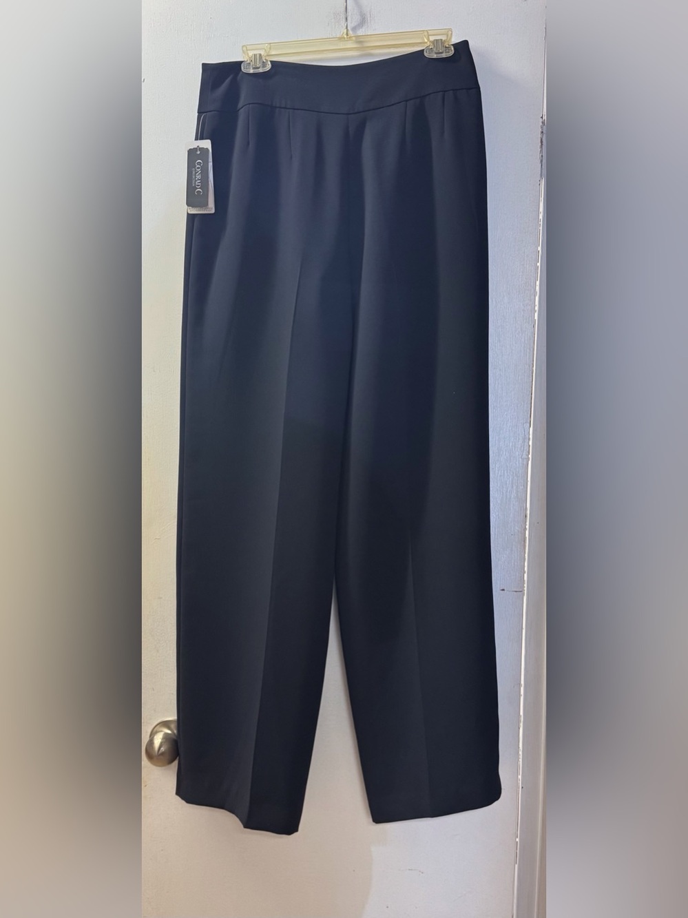 Conrad C High-Rise Lined Wide-Leg Trouser-Navy - Picture 4 of 7